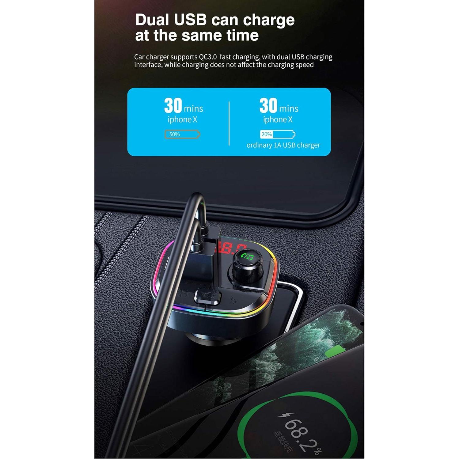 Transmisor FM Bluetooth OHITEC con Cargador Rápido QC3.0 y USB-C