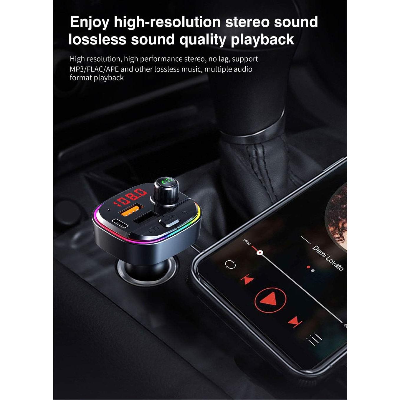 Transmisor FM Bluetooth OHITEC con Cargador Rápido QC3.0 y USB-C