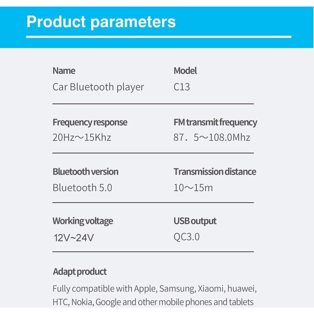 Transmisor FM Bluetooth OHITEC con Cargador Rápido QC3.0 y USB-C