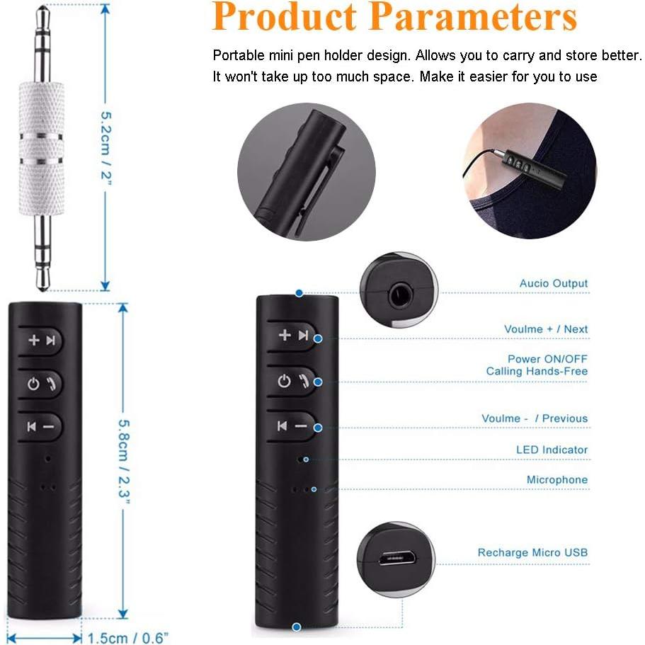 Receptor Bluetooth 5.0 KINDRM Mini 3.5mm Inalámbrico Negro