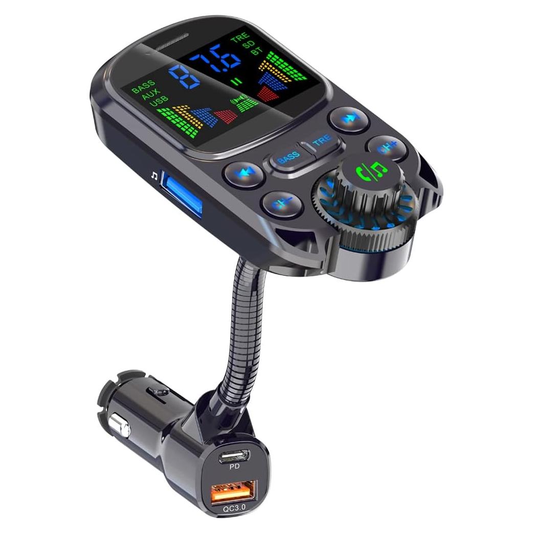 Adaptador de coche Bluetooth 5.3 ILOKEY con pantalla 3.8" HD