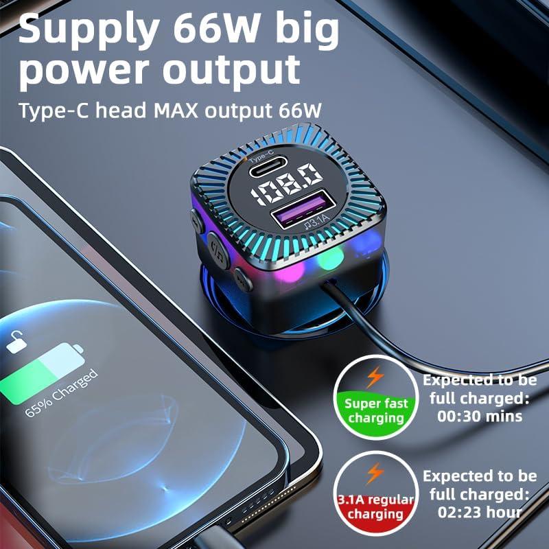 Transmisor FM Bluetooth 5.3 EAHOSUCC con Cargador USB-C 66W