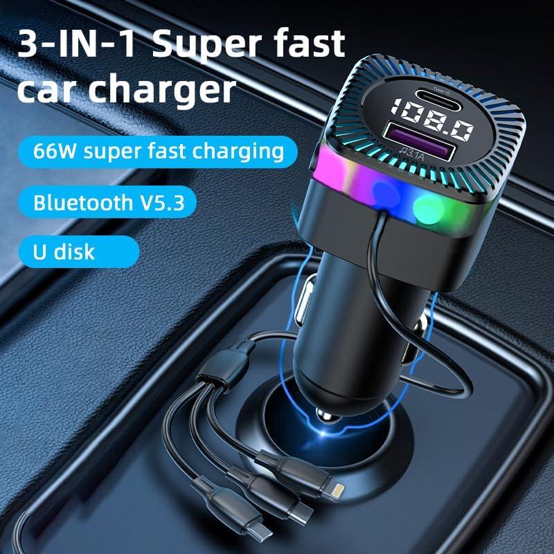 Transmisor FM Bluetooth 5.3 EAHOSUCC con Cargador USB-C 66W