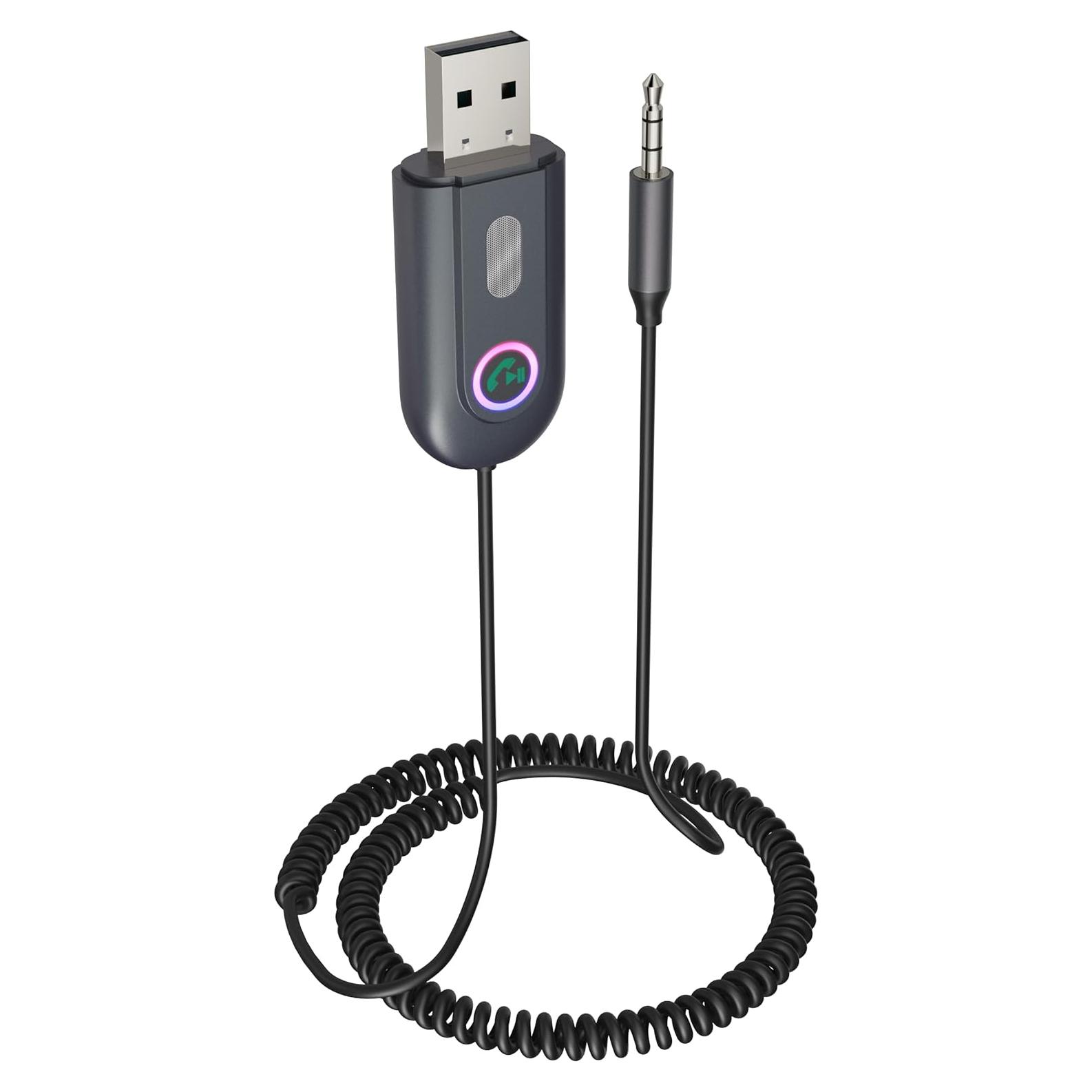 Adaptador Bluetooth 5.3 DAMAIKE AUX 3.5mm USB para coche