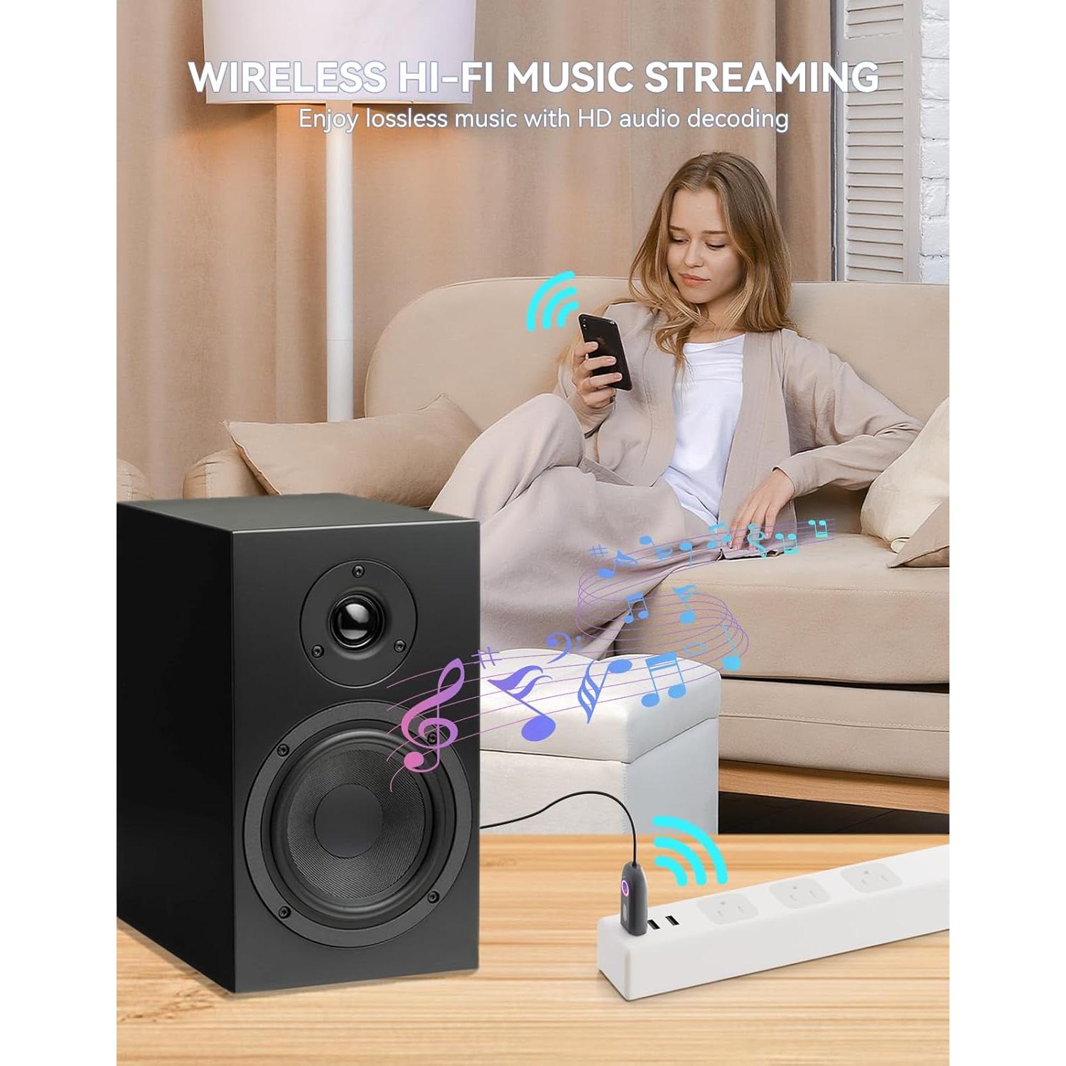 Adaptador Bluetooth 5.3 DAMAIKE AUX 3.5mm USB para coche