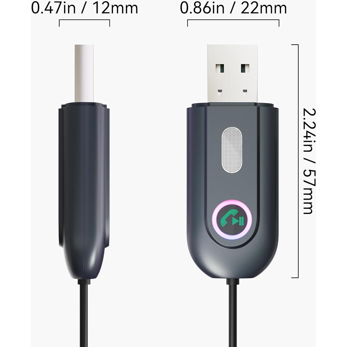 Adaptador Bluetooth 5.3 DAMAIKE AUX 3.5mm USB para coche