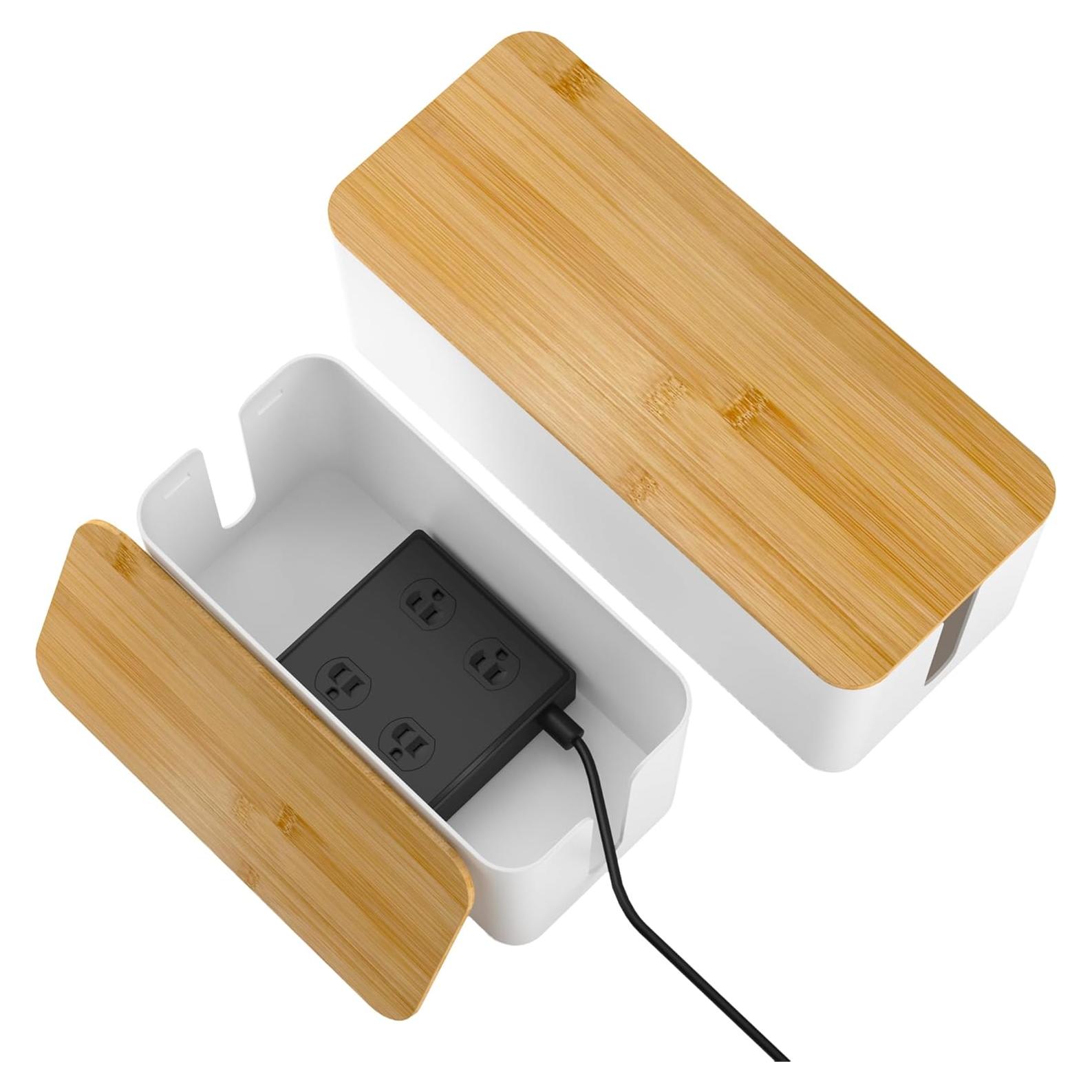 Caja Organizadora de Cables YECAYE - 2 Tamaños, Madera y Plástico