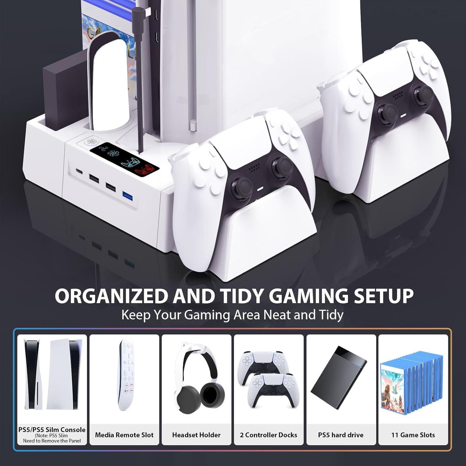 Estación de Enfriamiento y Carga PS5 Fivtek con Ventilador y USB