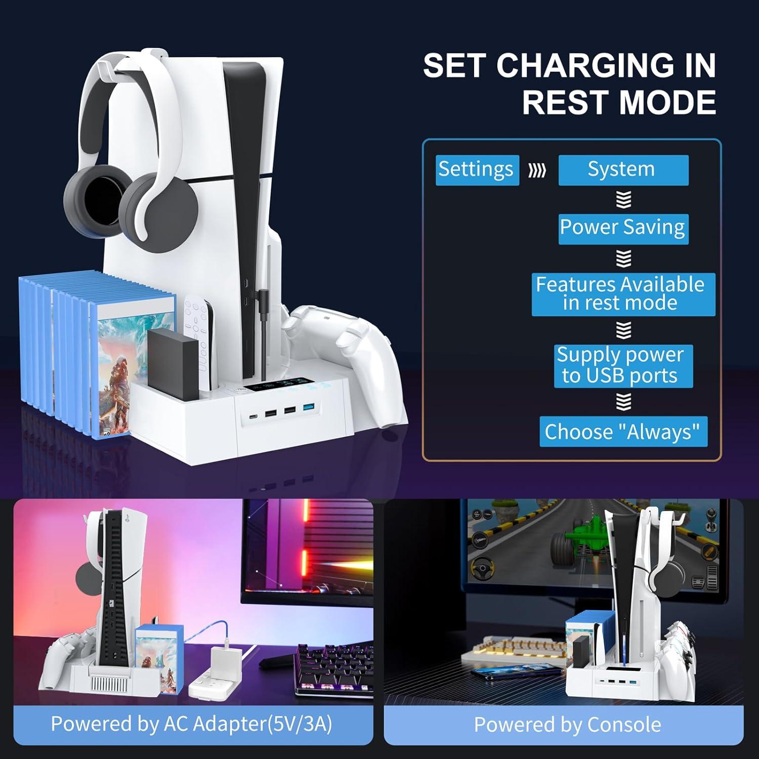 Estación de Enfriamiento y Carga PS5 Fivtek con Ventilador y USB