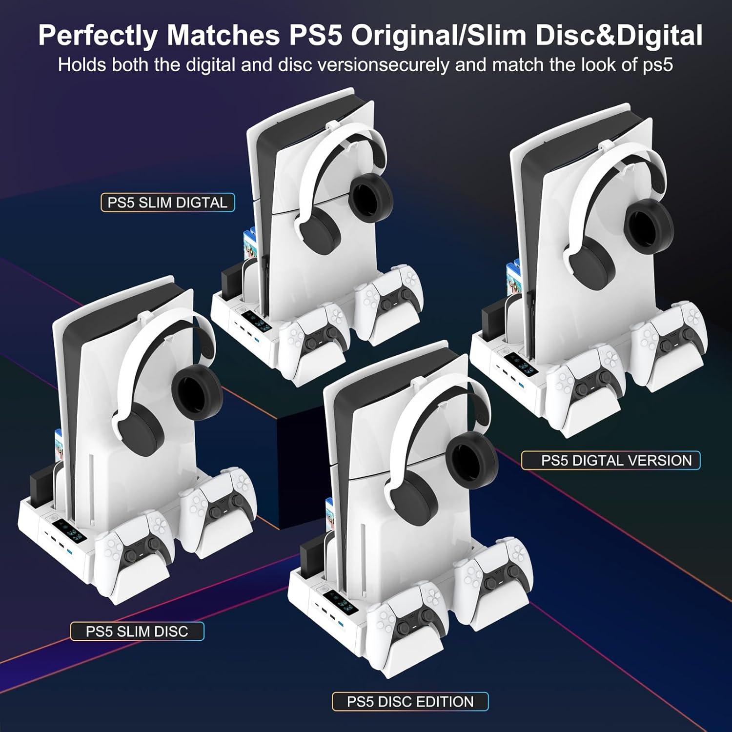 Estación de Enfriamiento y Carga PS5 Fivtek con Ventilador y USB