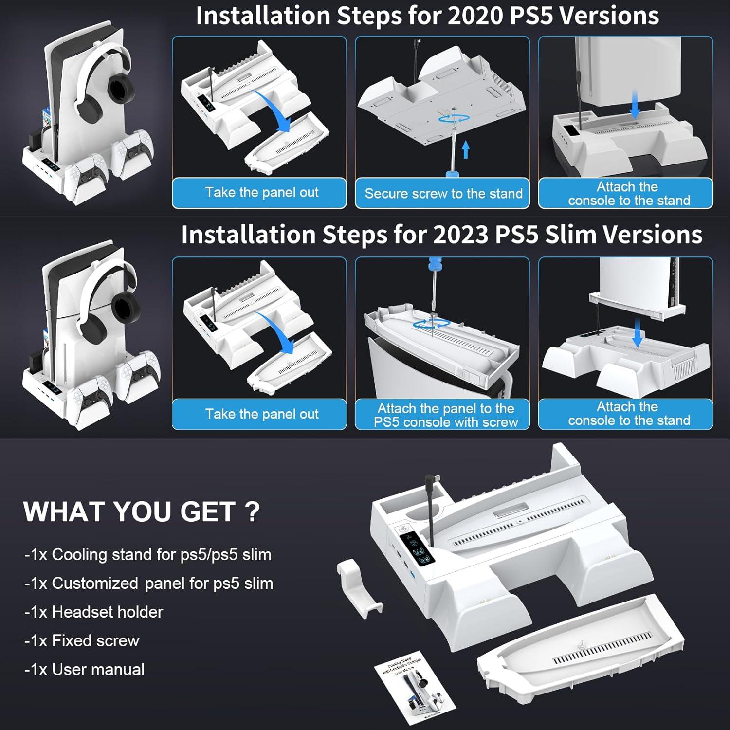 Estación de Enfriamiento y Carga PS5 Fivtek con Ventilador y USB