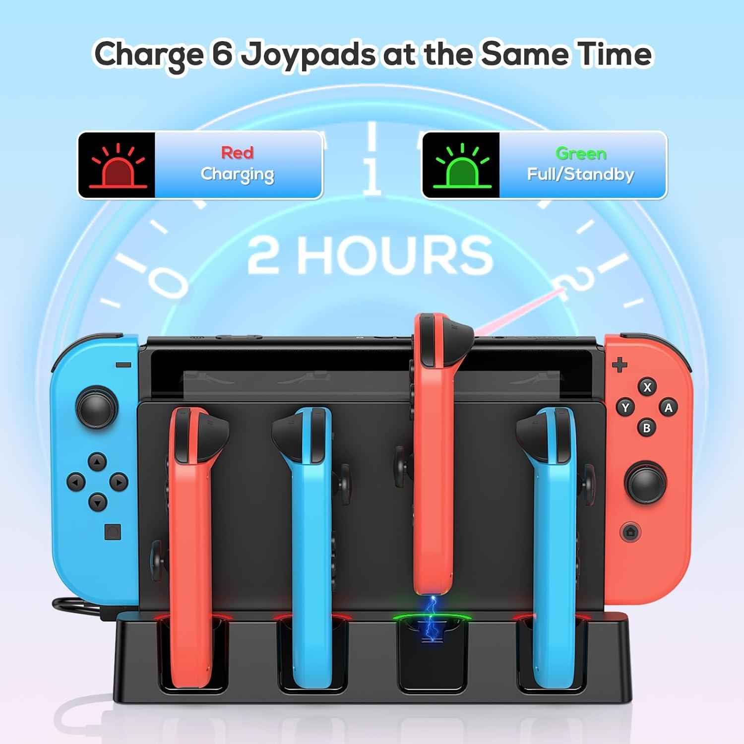 Base de Carga para Joy-Con Nintendo Switch Klipdasse - Carga Simultánea 6 Controladores