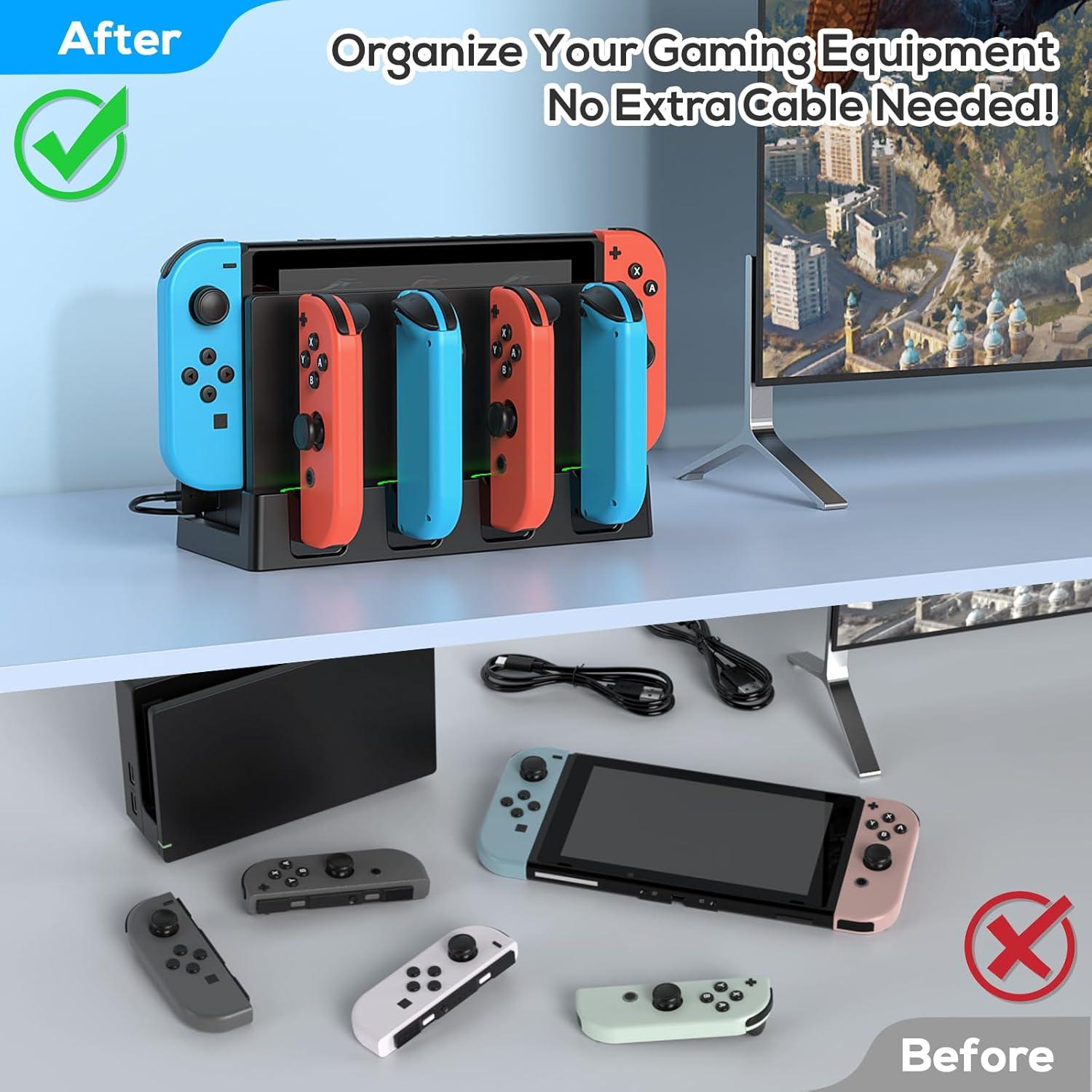Base de Carga para Joy-Con Nintendo Switch Klipdasse - Carga Simultánea 6 Controladores