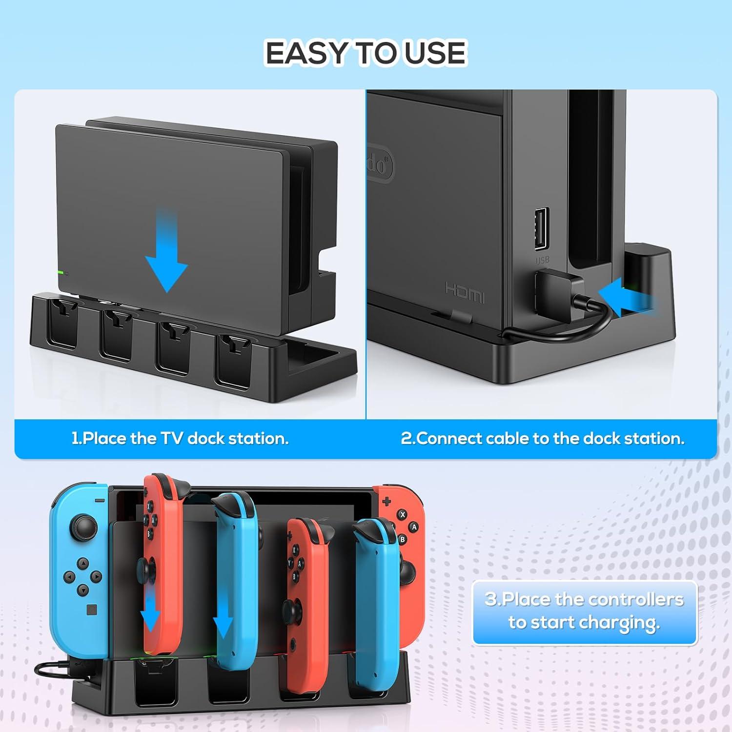 Base de Carga para Joy-Con Nintendo Switch Klipdasse - Carga Simultánea 6 Controladores