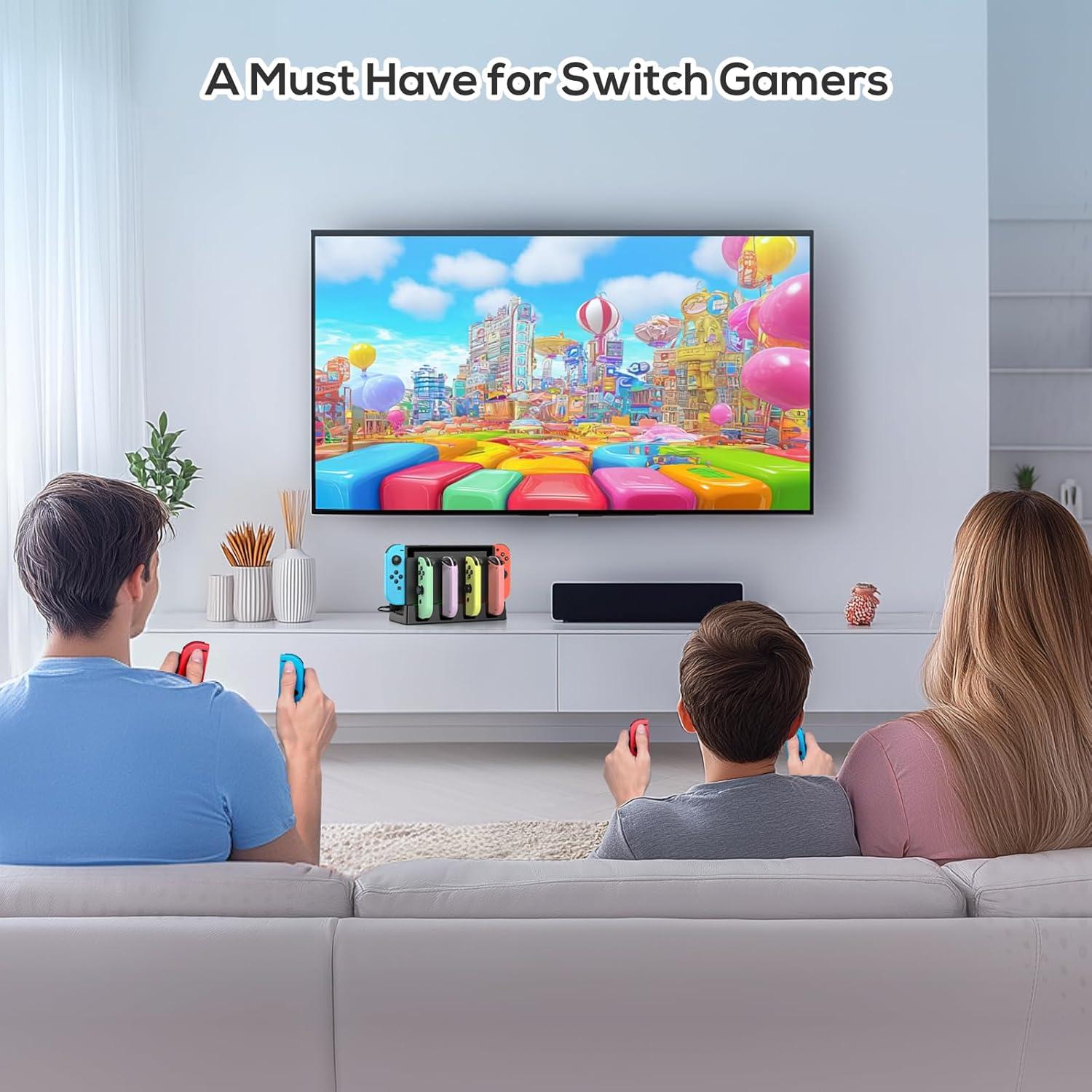 Base de Carga para Joy-Con Nintendo Switch Klipdasse - Carga Simultánea 6 Controladores