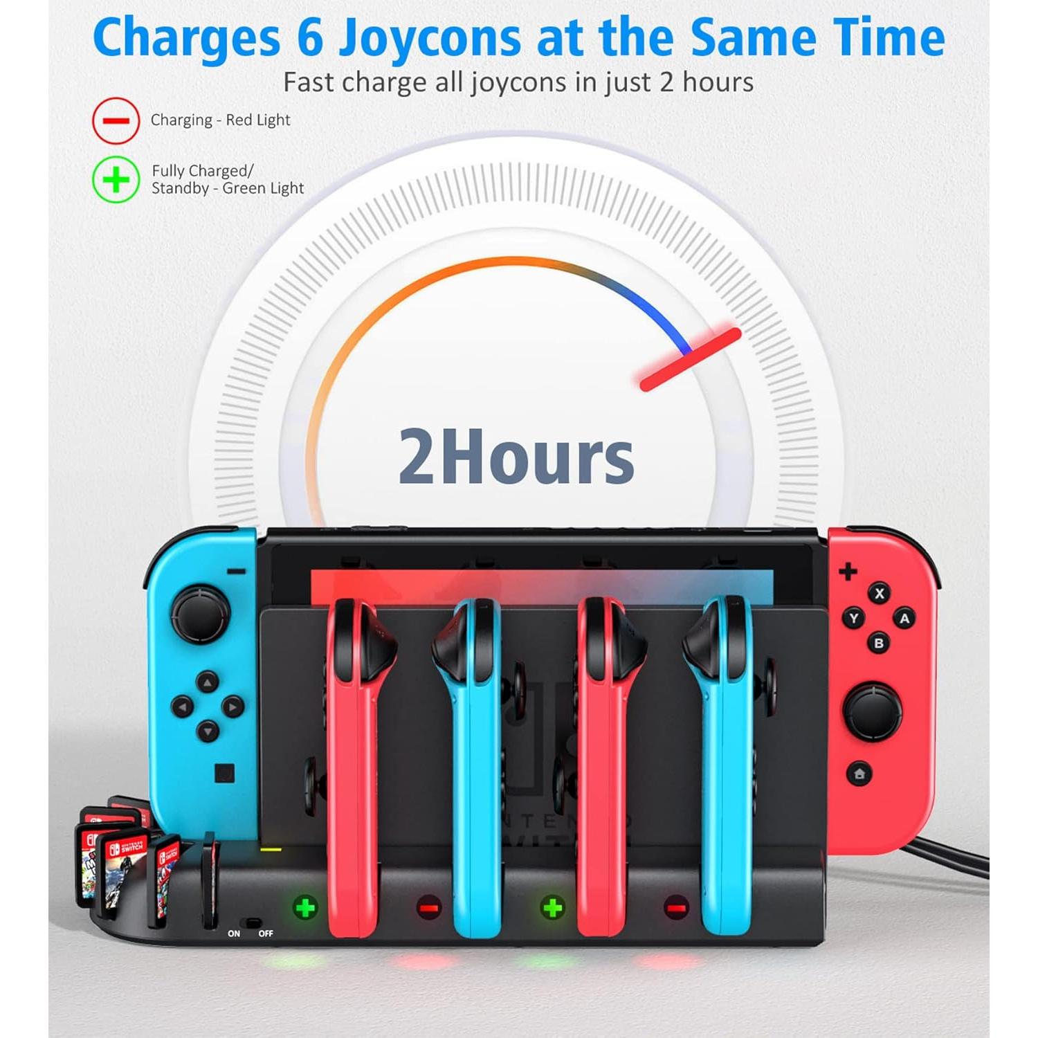 Estación de Carga Joy-Con KDD para Nintendo Switch OLED - 6 Puertos