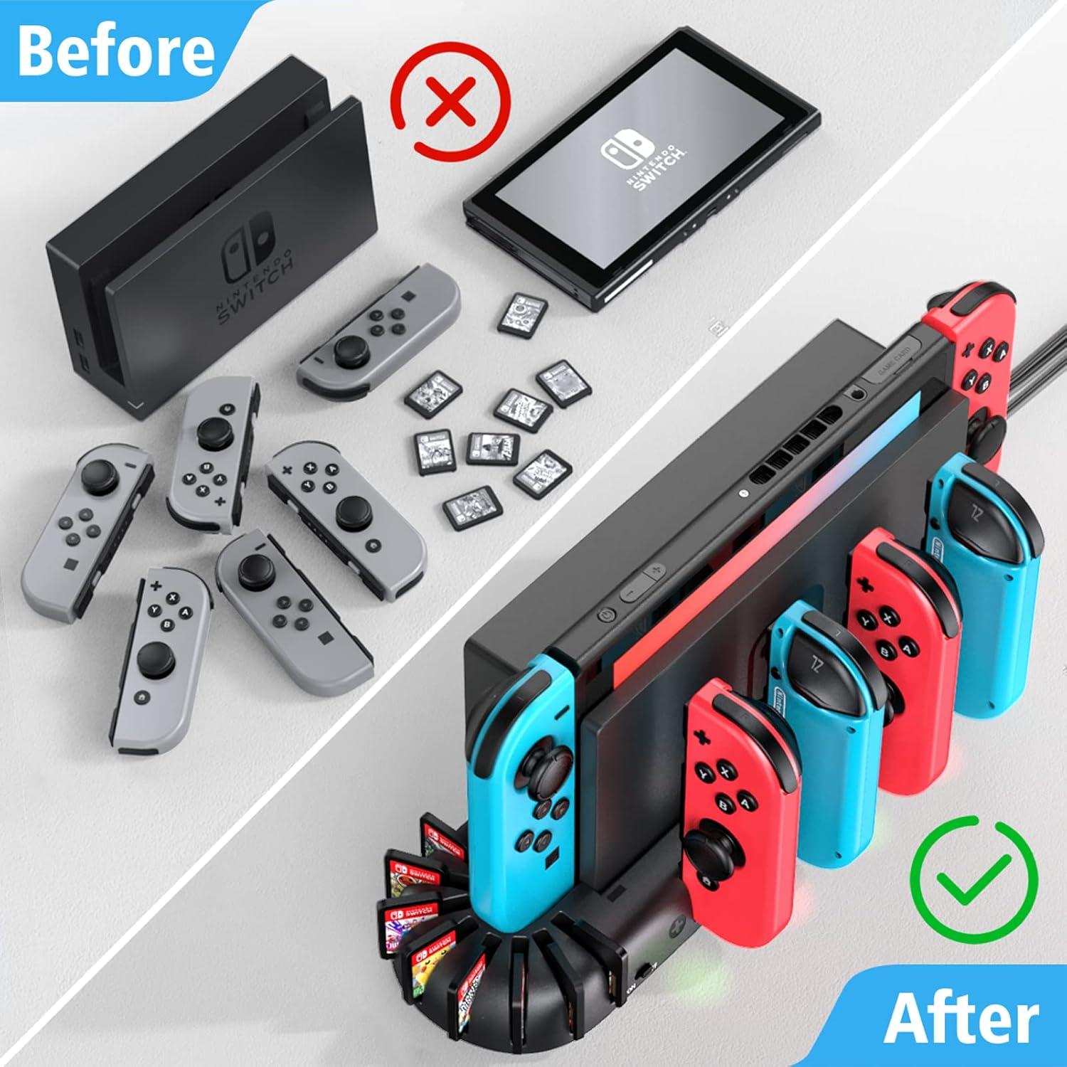 Estación de Carga Joy-Con KDD para Nintendo Switch OLED - 6 Puertos