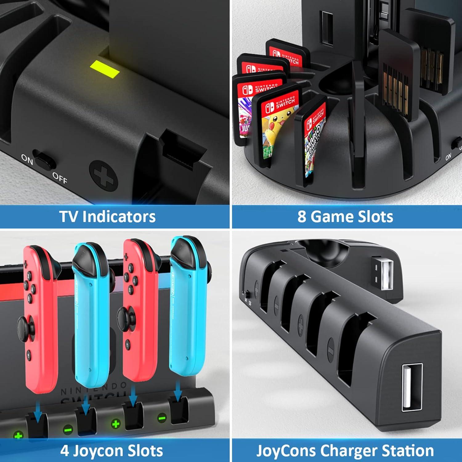 Estación de Carga Joy-Con KDD para Nintendo Switch OLED - 6 Puertos