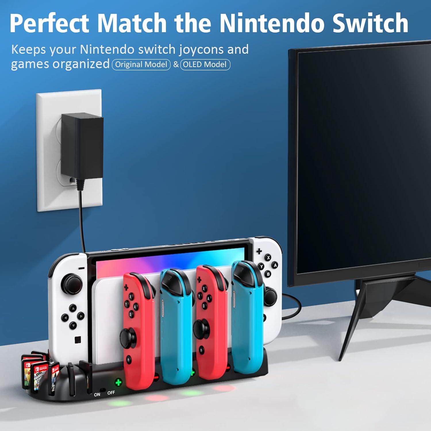 Estación de Carga Joy-Con KDD para Nintendo Switch OLED - 6 Puertos