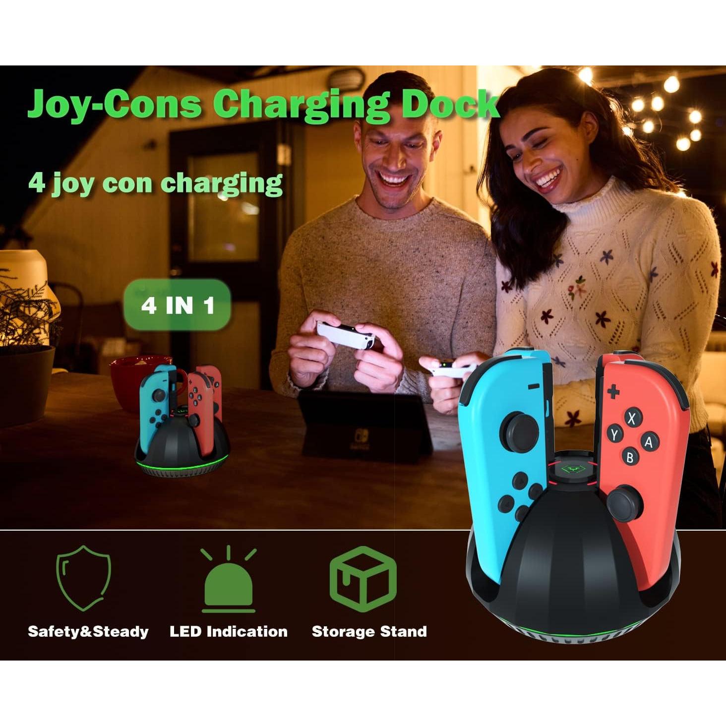 Dock de Carga para Joy-Con Nintendo Switch PURBHE - 4 en 1 con LED