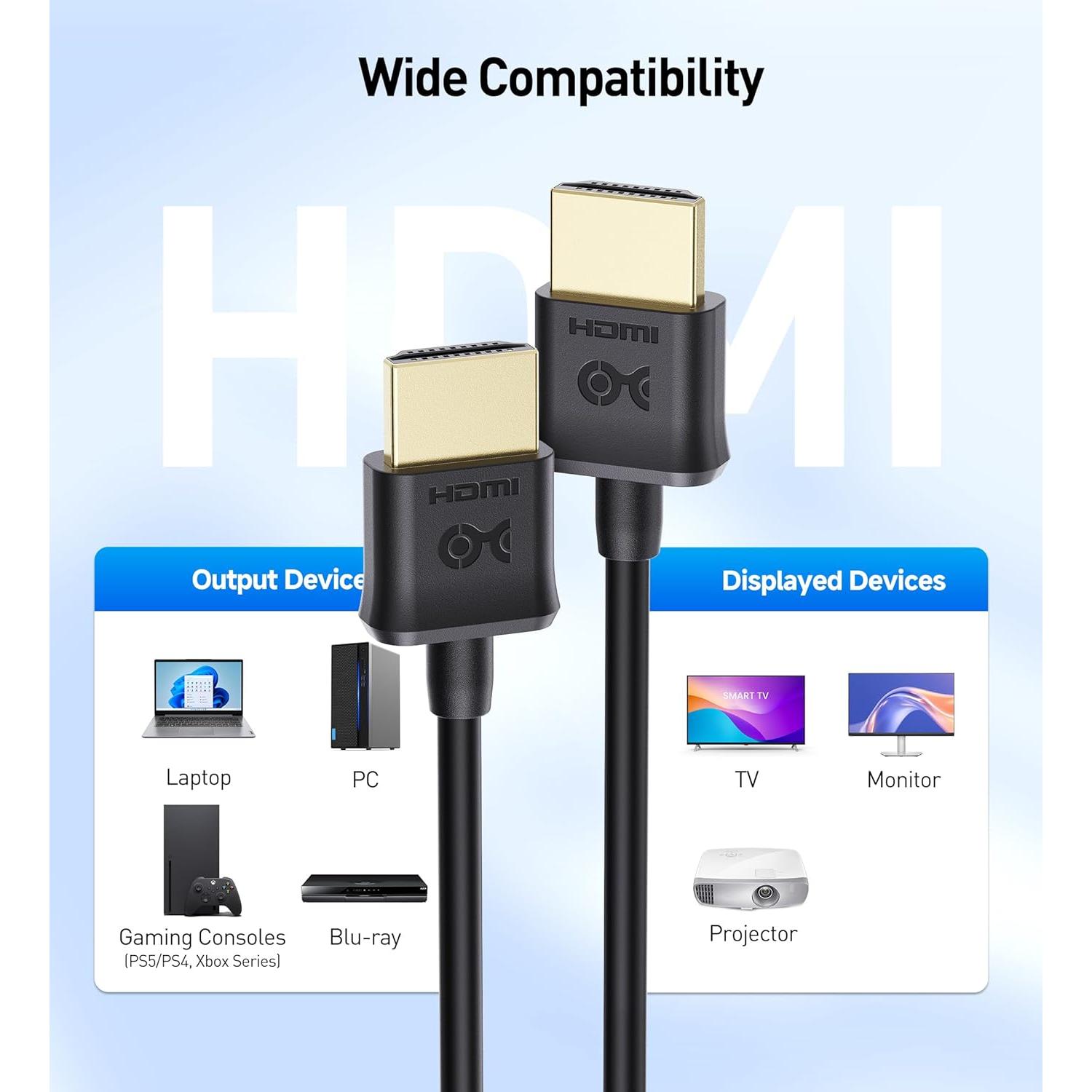 Cable HDMI Ultra Delgado Cable Matters 1.83m 4K 60Hz - Paquete de 2