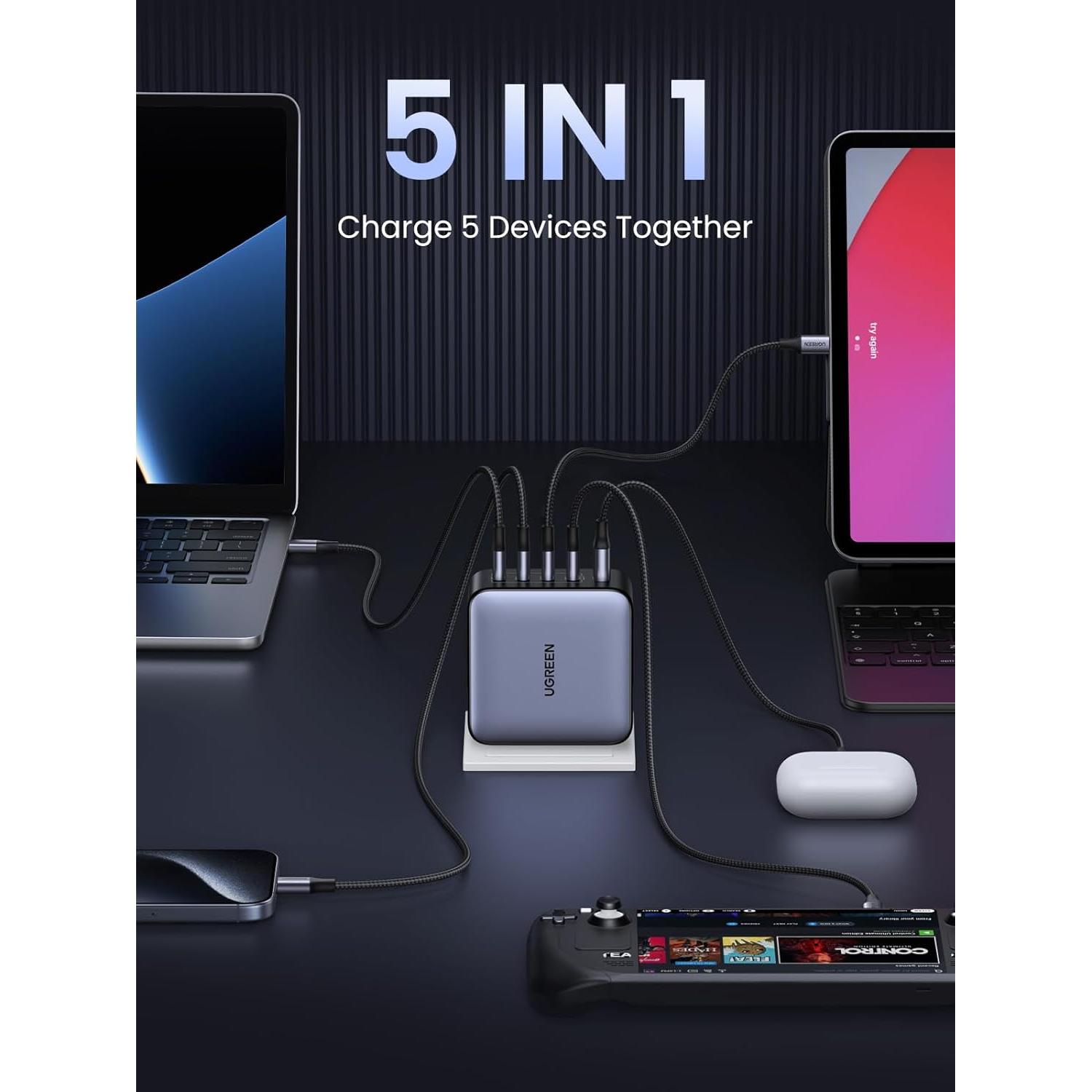 Cargador USB C UGREEN Nexode 100W 5 Puertos GaN Carga Rápida