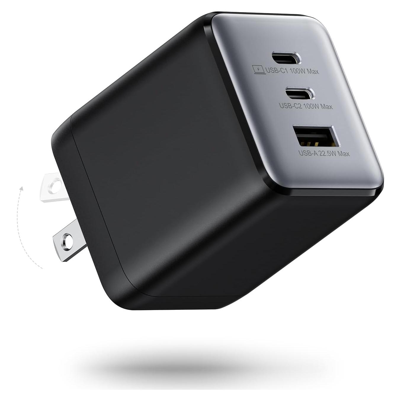 Cargador USB C 100W wegear Plegable 3 Puertos Negro
