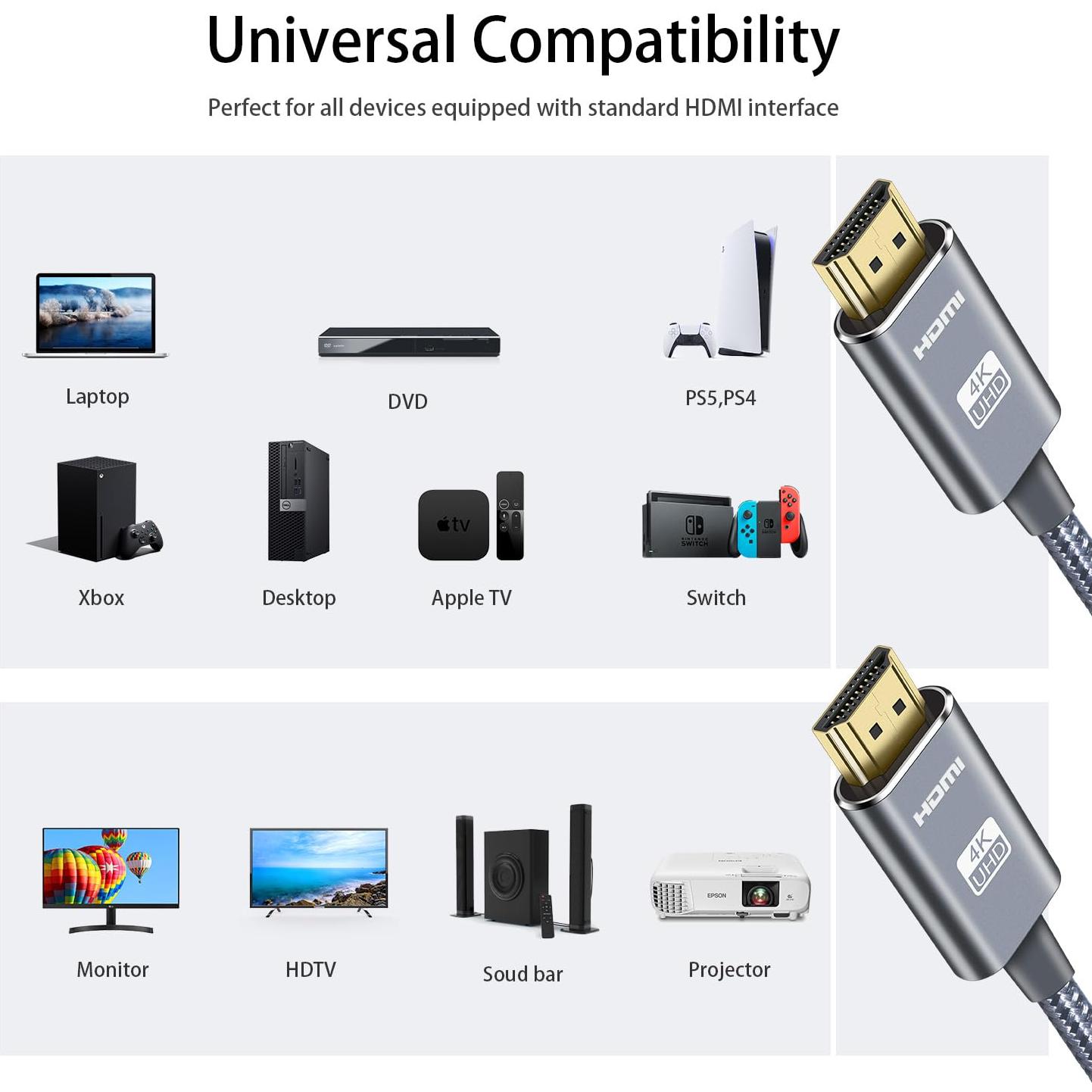 Cable HDMI 4K 15M Leadstar Alta Velocidad 2.0 Trenzado