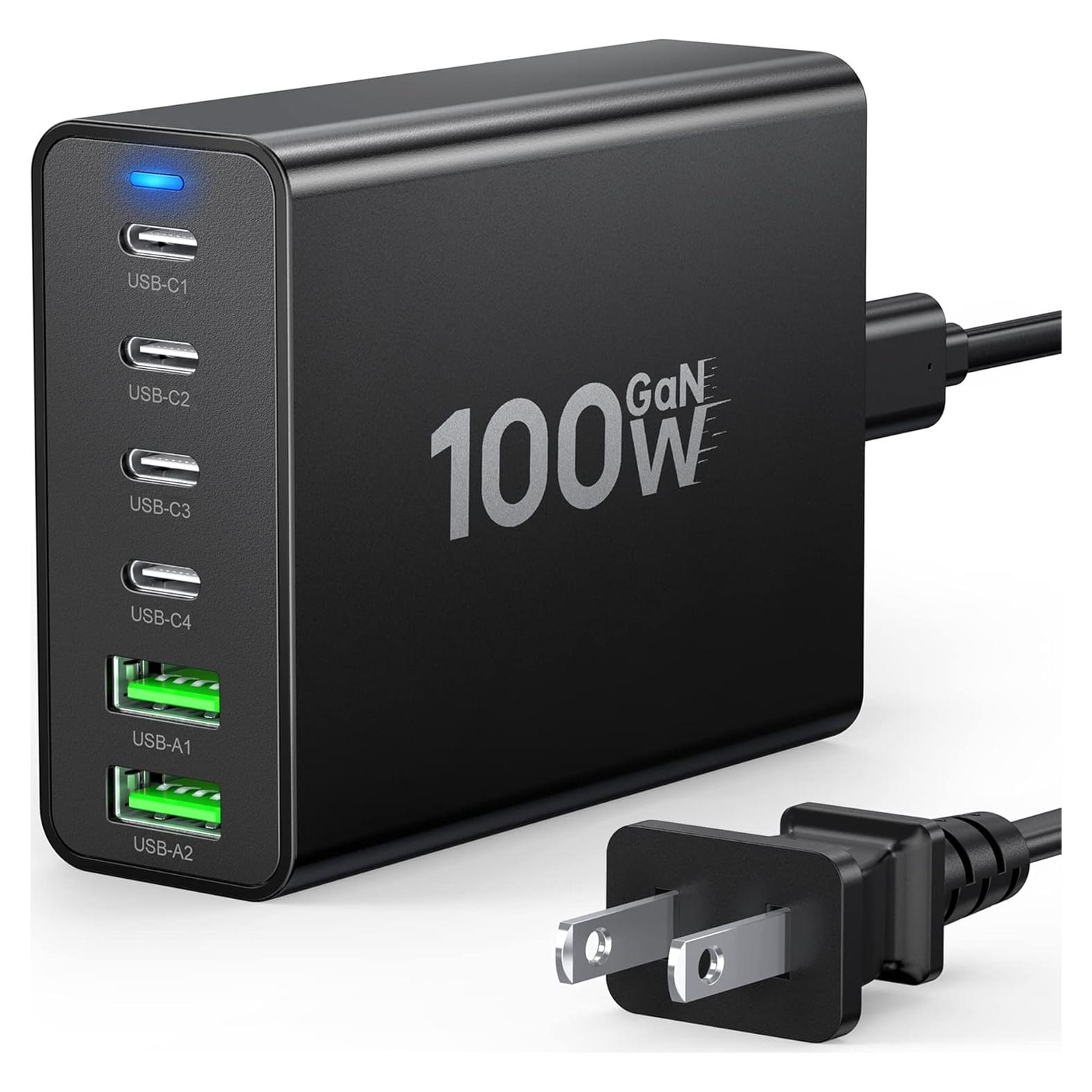 Cargador Rápido USB C 100W BOVICAS 6 Puertos Compacto