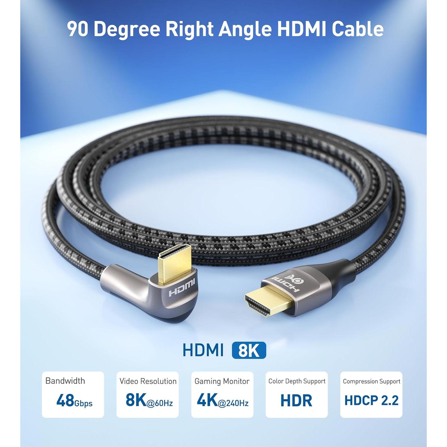 Cable HDMI 8K 48Gbps Cable Matters 2m Ángulo Derecho Negro