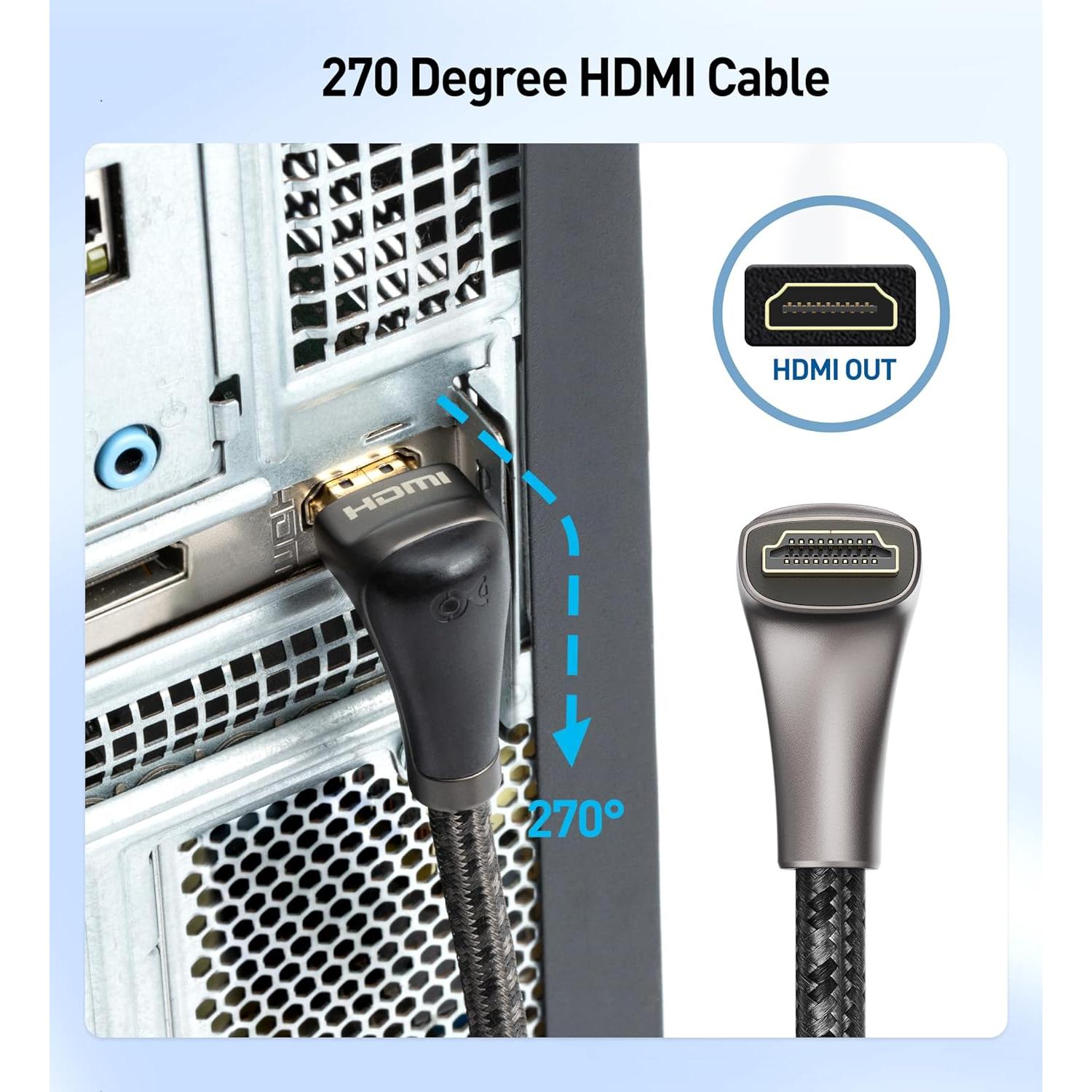 Cable HDMI 8K 48Gbps Cable Matters 2m Ángulo Derecho Negro