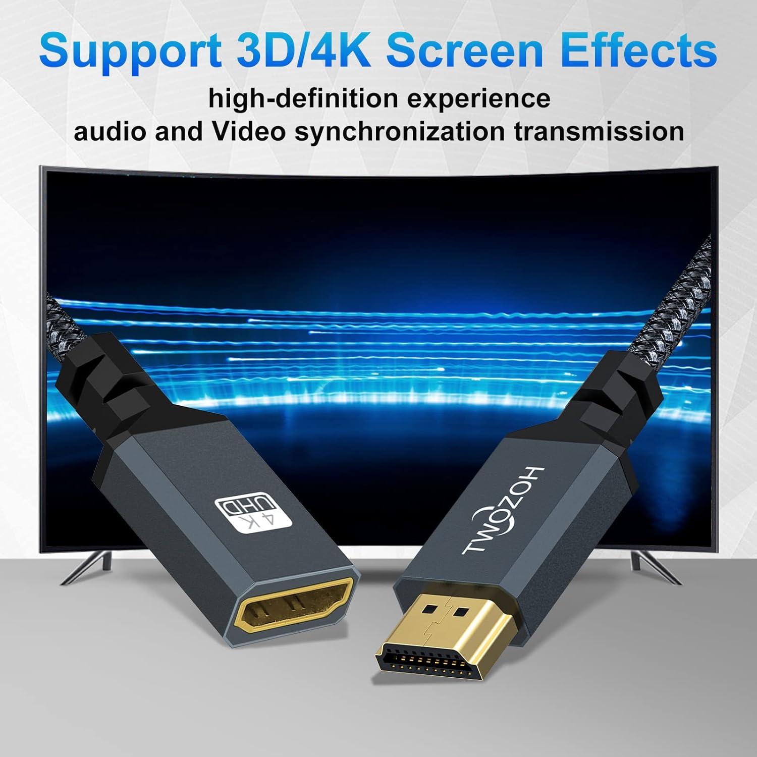 Cable de Extensión HDMI Twozoh 2M 4K 60Hz Macho a Hembra