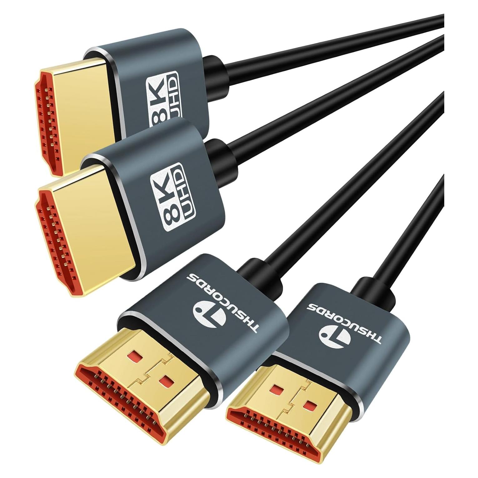 Cables HDMI 2.1 Ultra Delgado Jinglong 8K 4.57m 2 Paquete