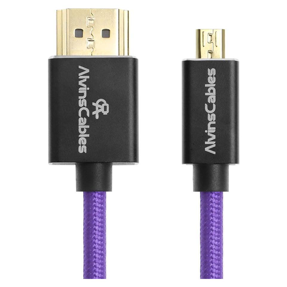 Cable HDMI 8K Cables de Alvin Micro HDMI a HDMI 43cm Púrpura