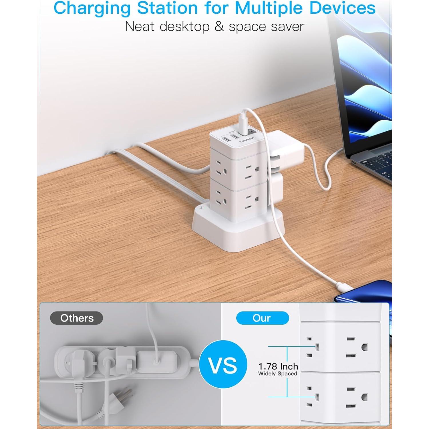 Regleta de Alimentación One Beat 10 pies 8 Salidas AC 4 USB