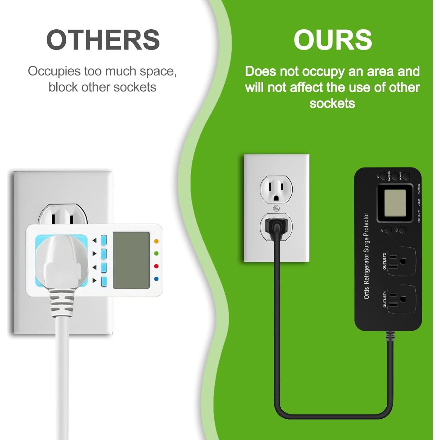 Protector de Sobretensión Ortis Doble Salida para Refrigerador