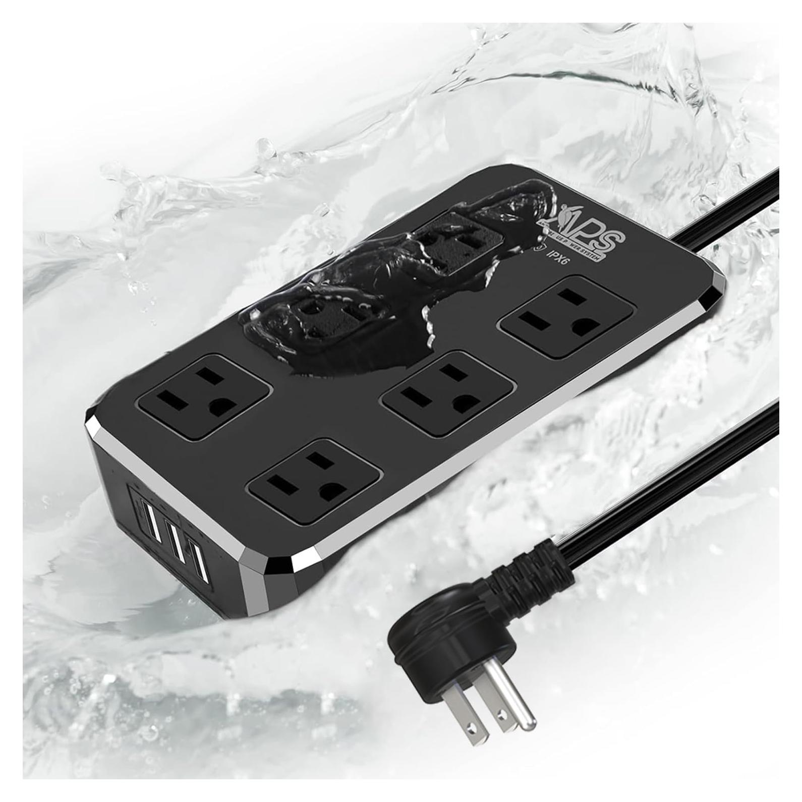 Toma de Corriente Exterior IPX6 Qiyuan 6 Tomas 3 USB 1.83m