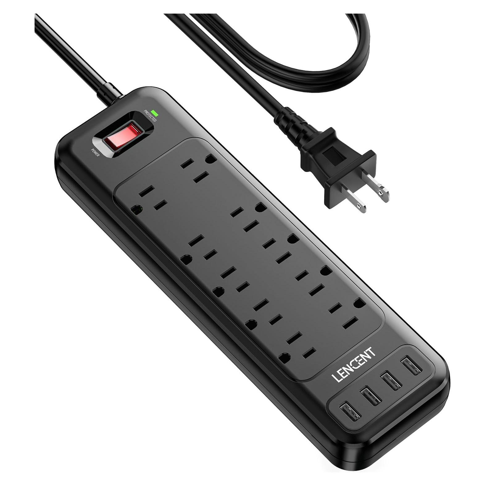 LENCENT Protector de Sobretensión 2 Clavijas a 3 Clavijas 1700J