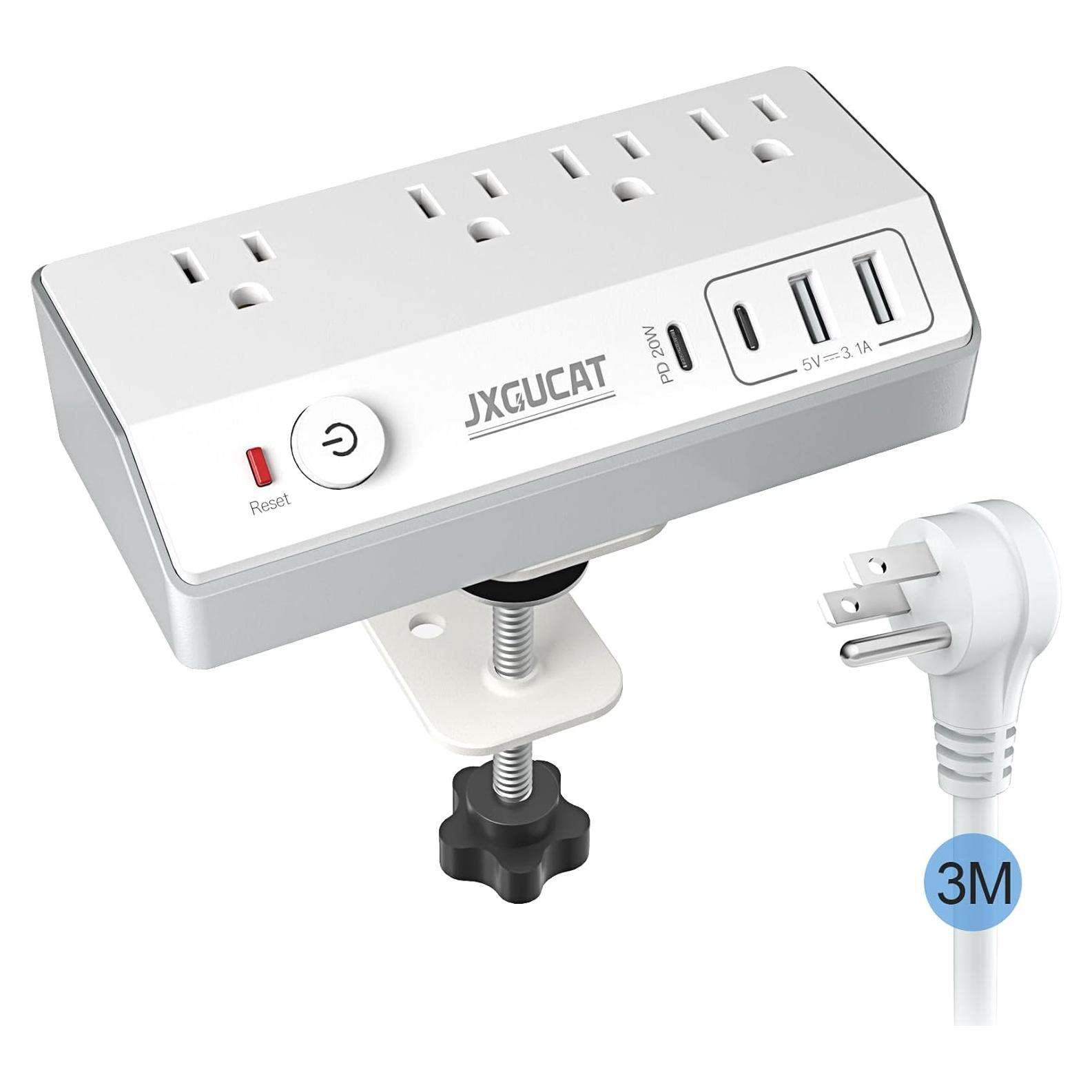 Toma de Corriente de Escritorio JXGUCAT con USB C 20W y 4 Salidas