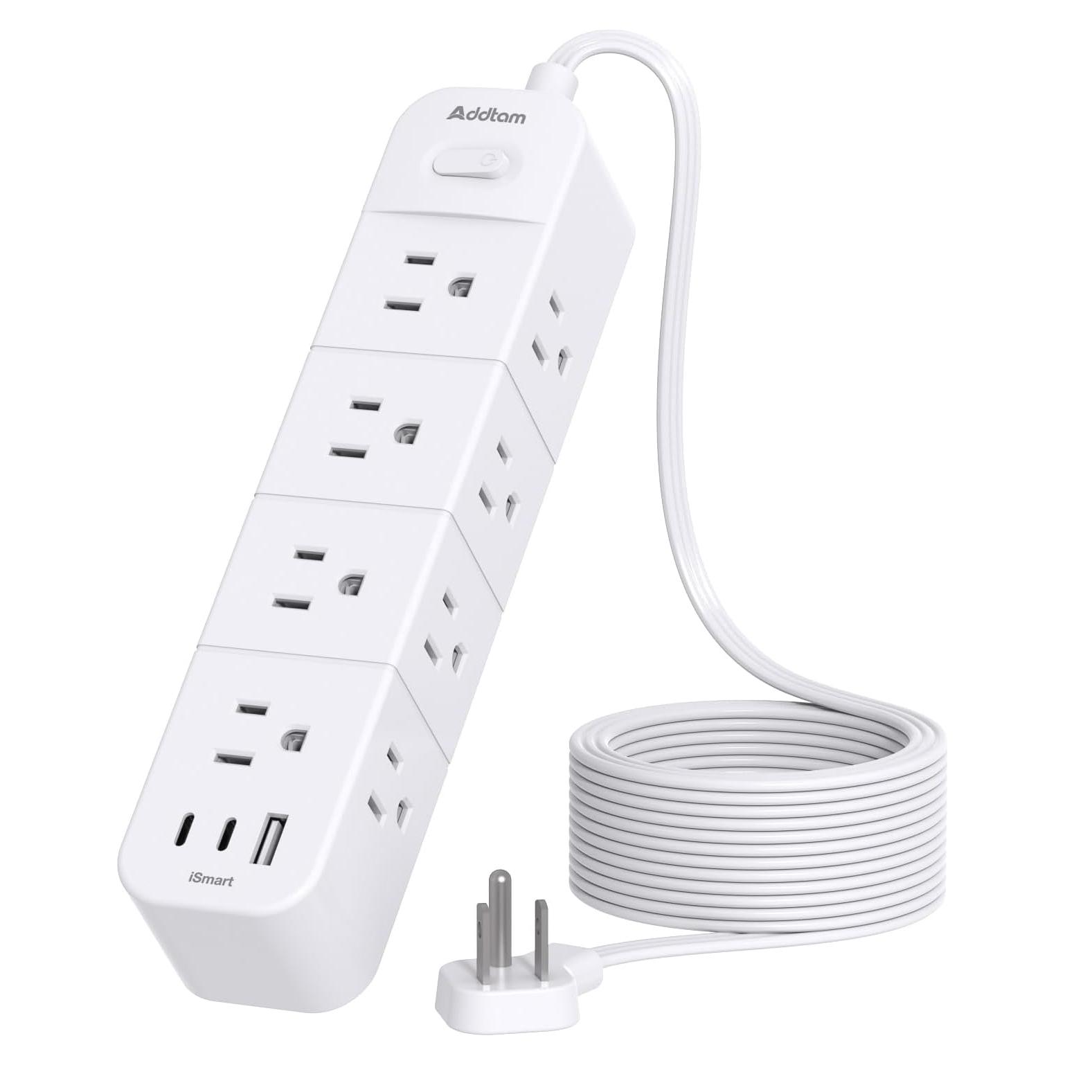 Regleta de Protección Addtam 15 pies con 12 Salidas y 3 USB