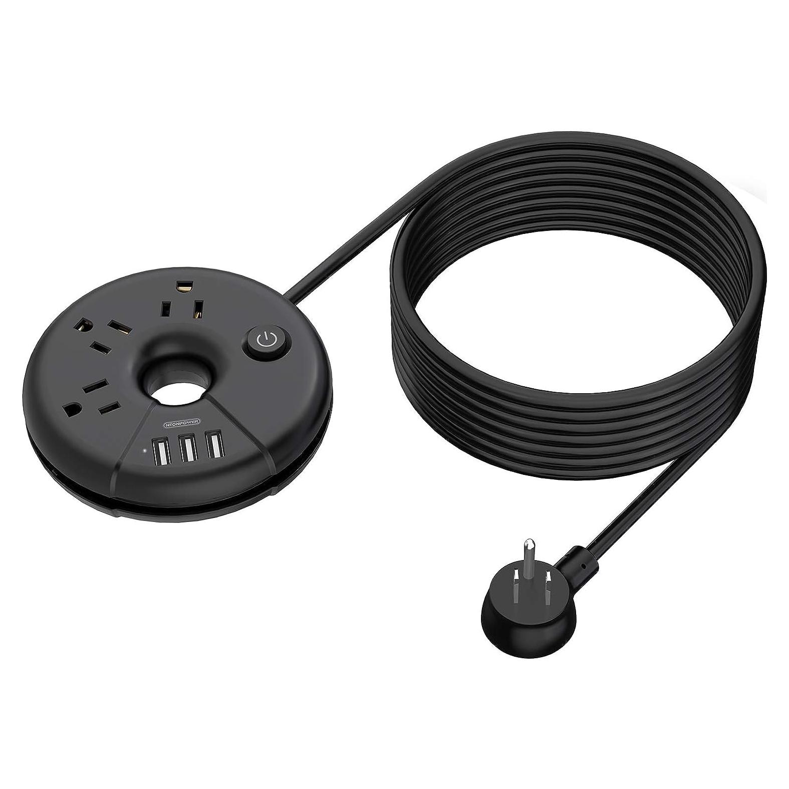 Regleta de Enchufes NTONPOWER 25 Pies con 3 USB y 3 Salidas