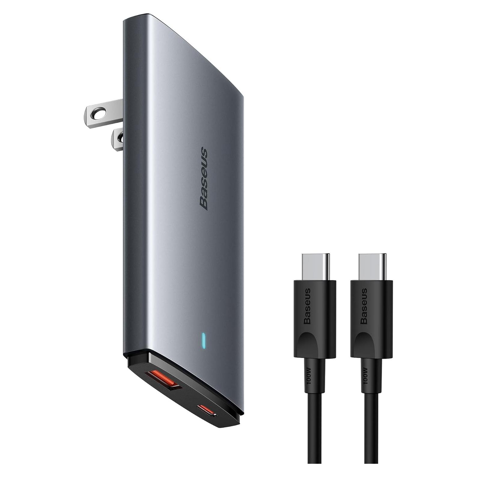 Cargador de pared Baseus 65W USB-C GaN 2 puertos plegable