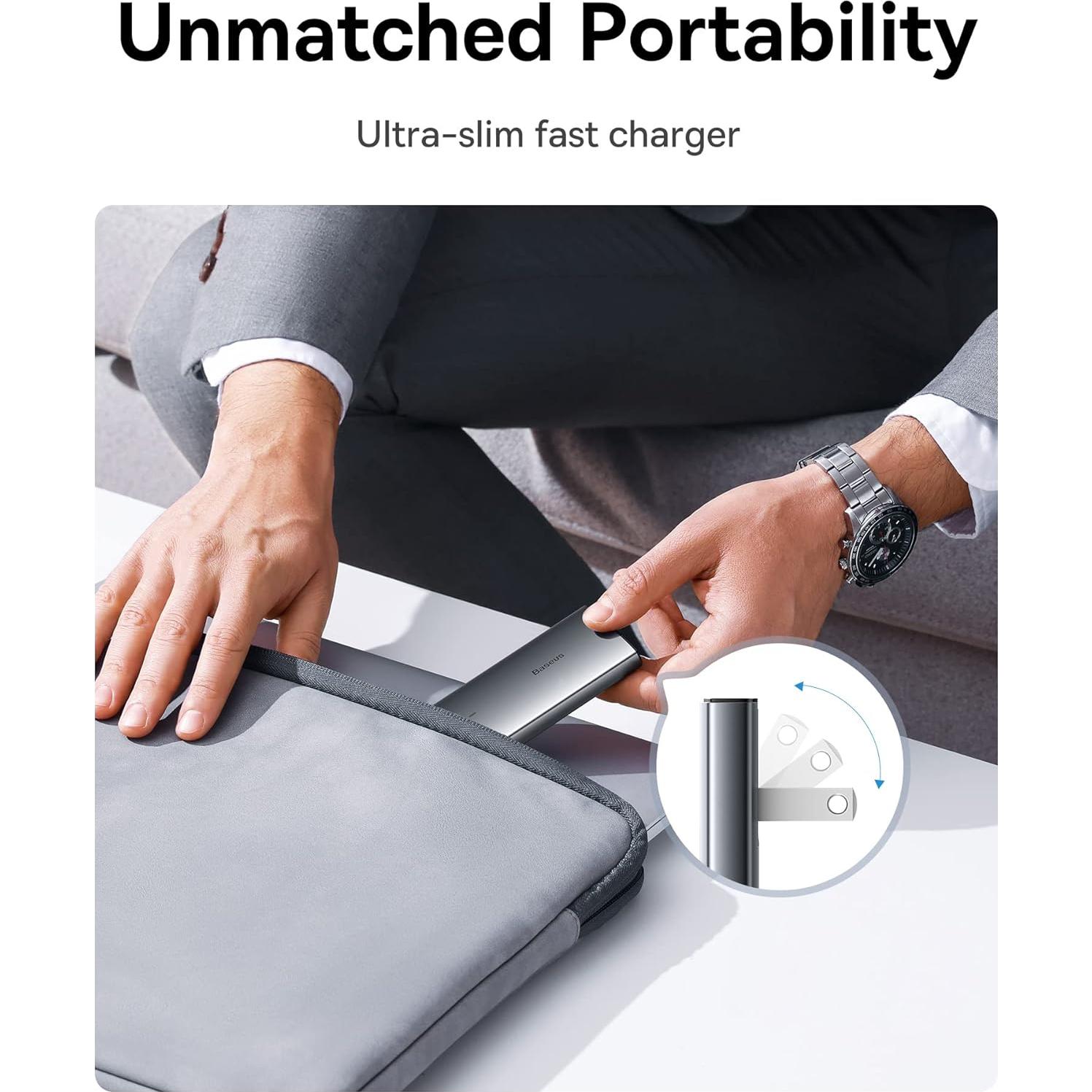 Cargador de pared Baseus 65W USB-C GaN 2 puertos plegable