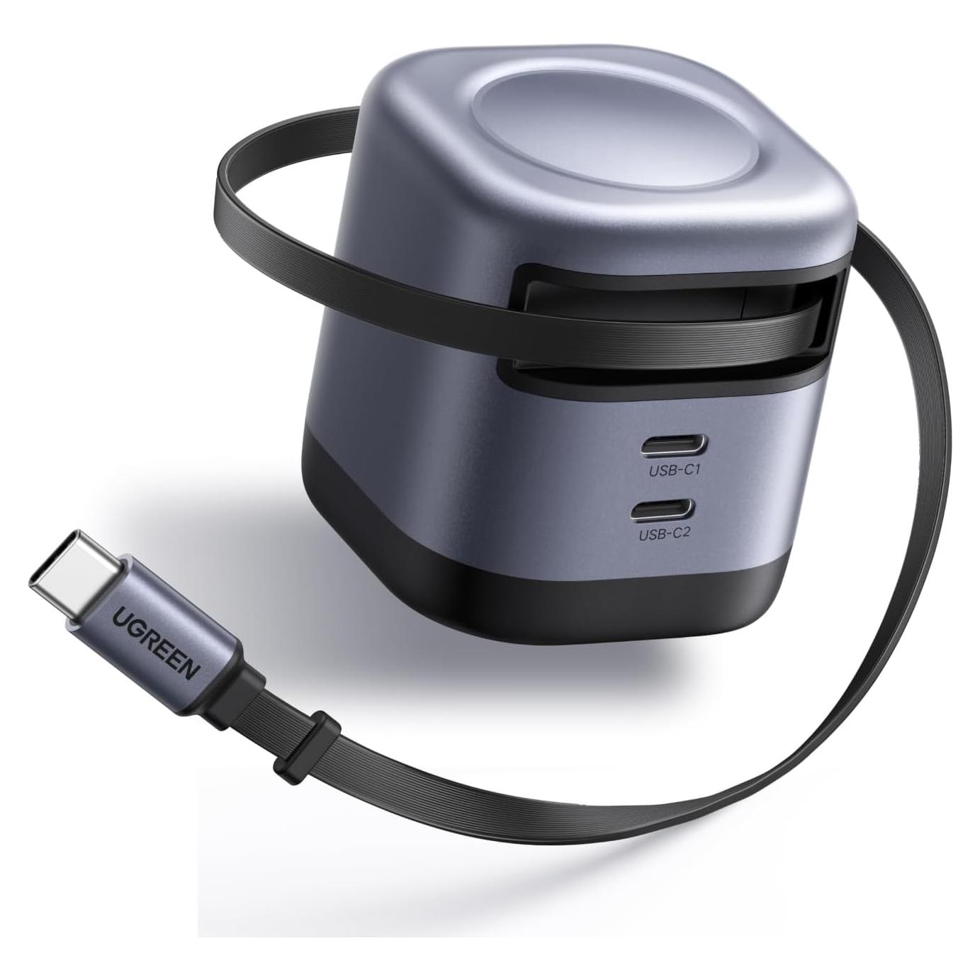 Cargador Rápido UGREEN Nexode 45W GaN 3 Puertos USB-C Plegable