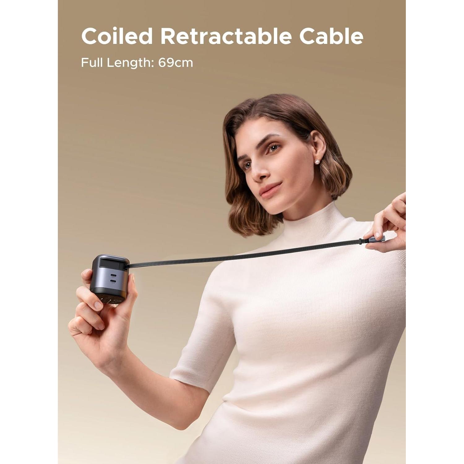 Cargador Rápido UGREEN Nexode 45W GaN 3 Puertos USB-C Plegable