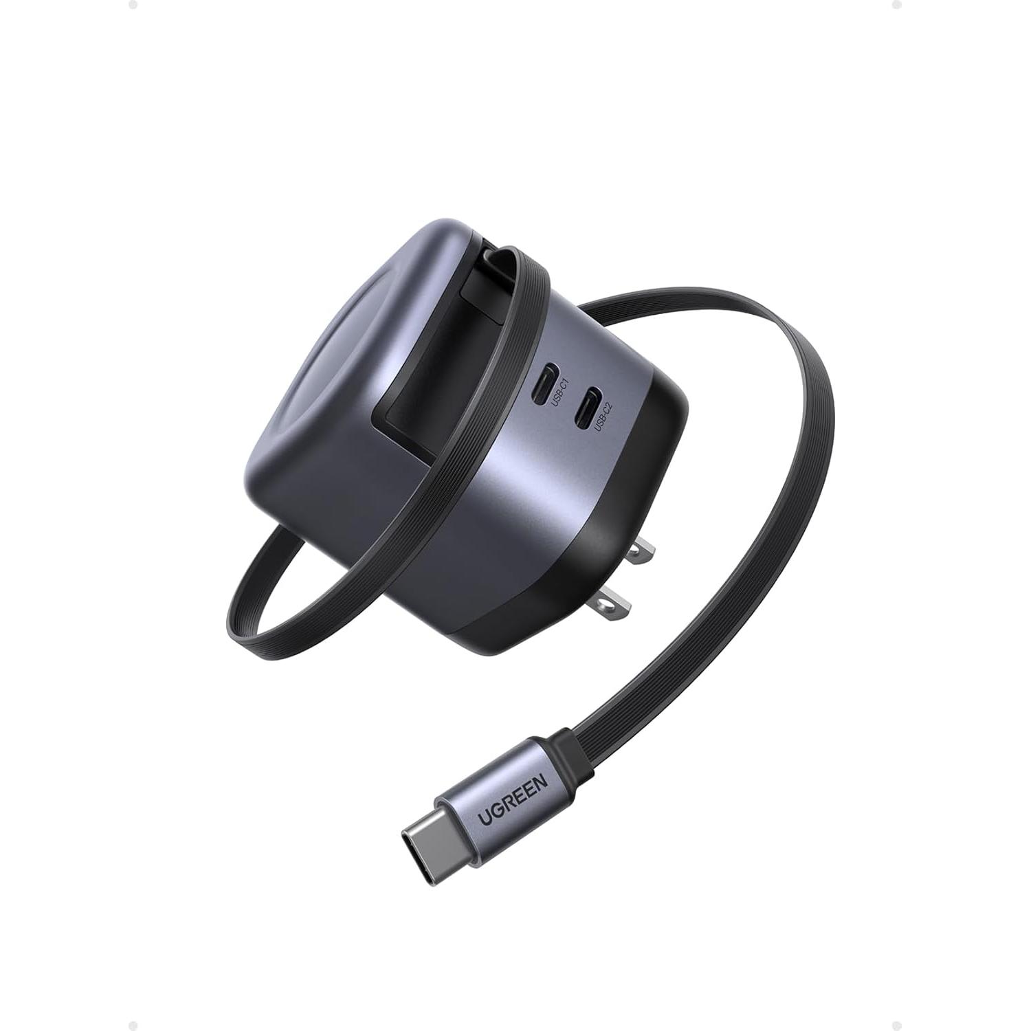 Cargador Rápido UGREEN Nexode 45W GaN 3 Puertos USB-C Plegable