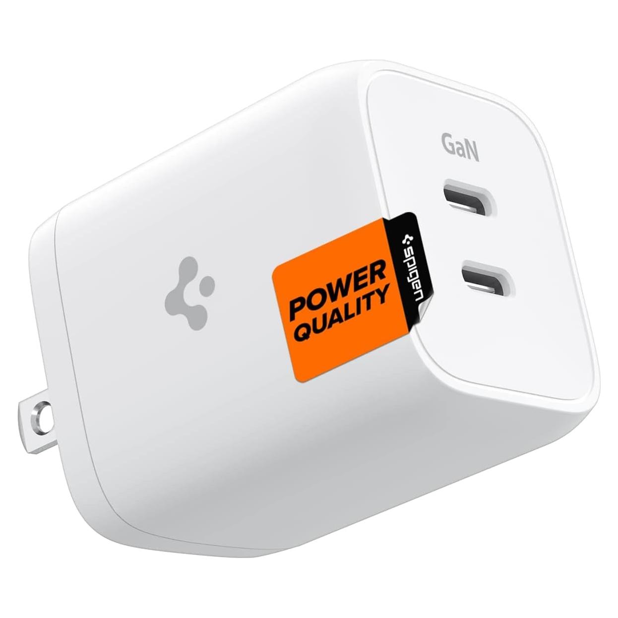 Cargador USB C Spigen 65W GaN Doble Puerto PD 3.0 Blanco