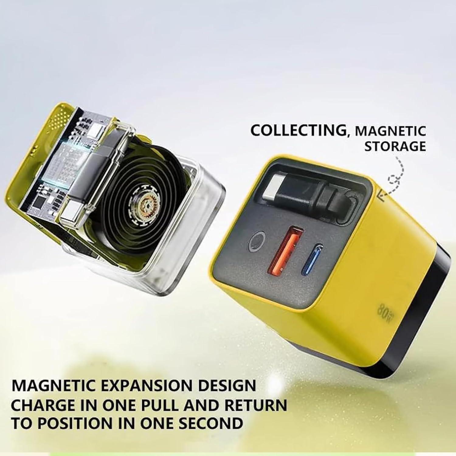 Cargador Rápido 80W Gan 3 en 1 Genérico con 2 USB y Tipo-C