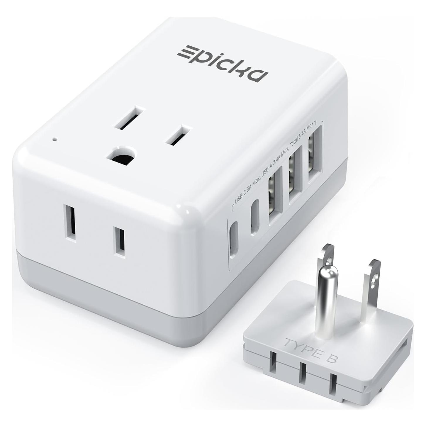 Adaptador de Viaje EPICKA X232B Universal 7 en 1 USB-C y AC