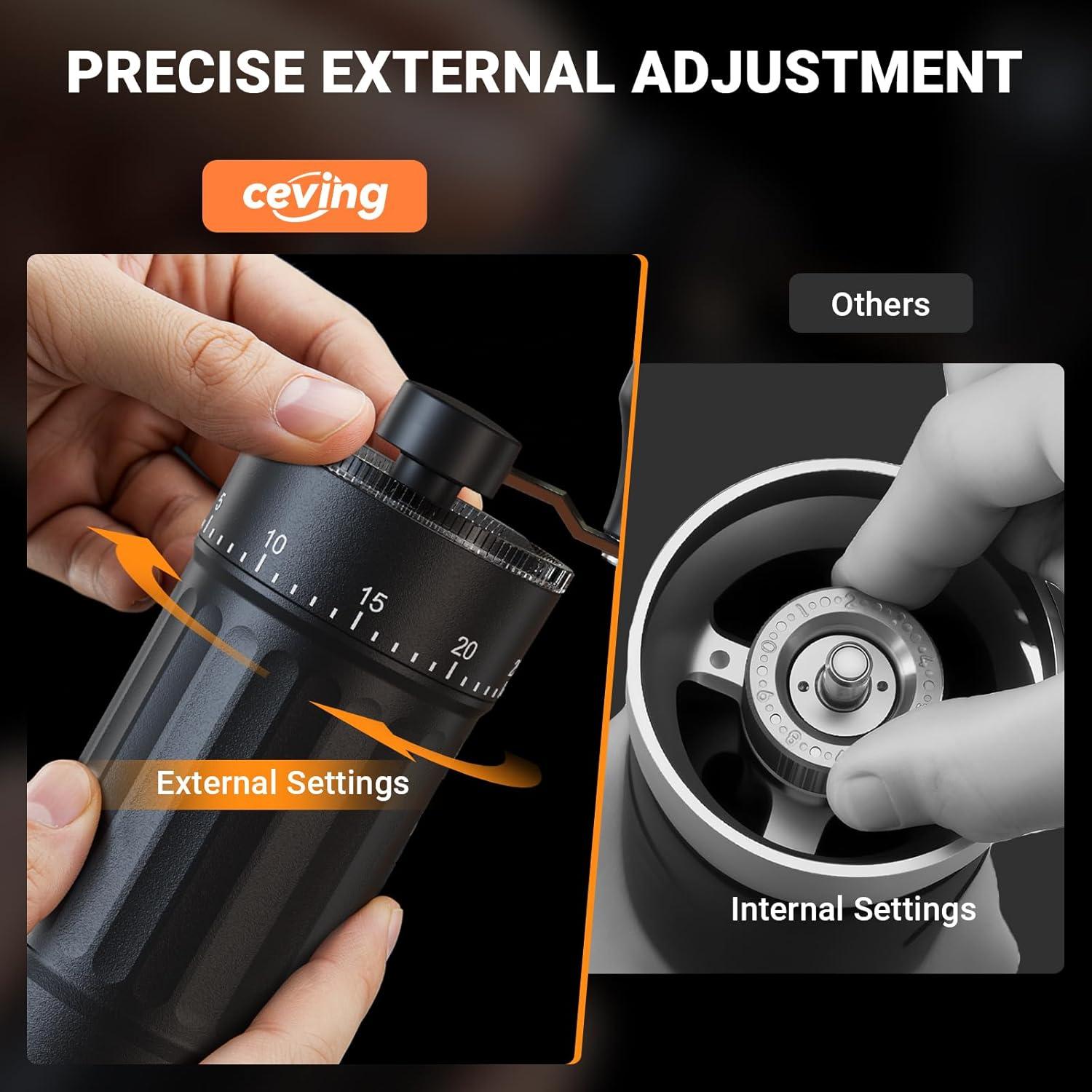 Molinillo de Café Manual CEVING 30g, 40 Configuraciones Ajustables